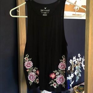 AMERICAN EAGLE BLACK FLORAL SOFT & SEXY TANK